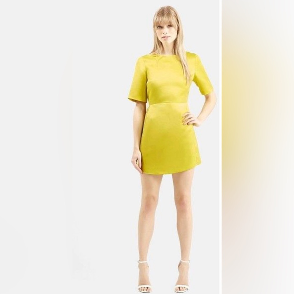 Top shop Bright Yellow Fitted Short Dress, size 6